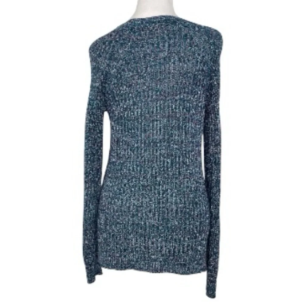 Faded Glory Women's Teal Multicolor Long Sleeve Cable Knit Pullover Sweater Sm